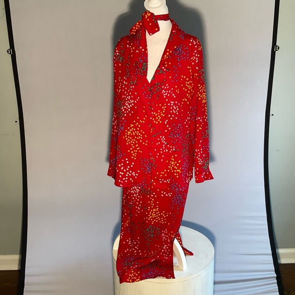 UK Never Fully Dressed Bohochic Vacation 2 piece Wrap Midi Skirt Long Sleeve - Picture 9 of 13